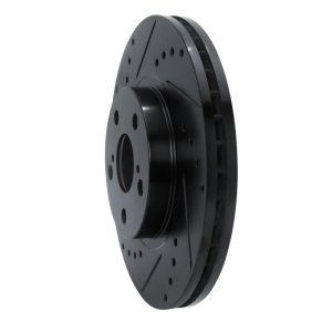 Toyota Corolla Brake Rotor (1) - Front Left - R1 Concepts - Drilled & Slotted - Black - `09-`15